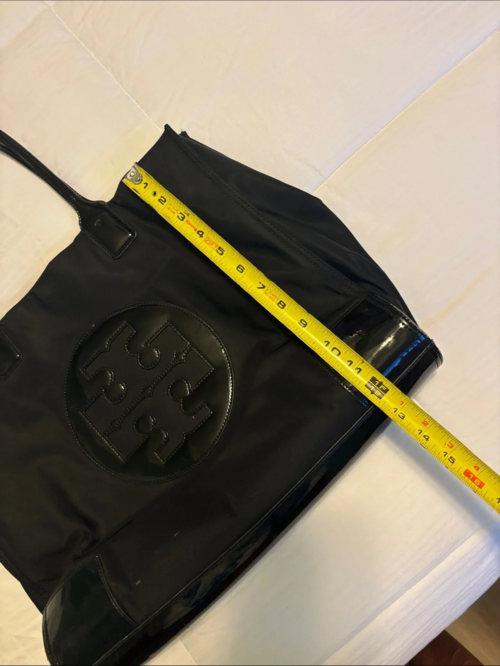 Tory Burch Black Nylon Tote with Patent Trim Large